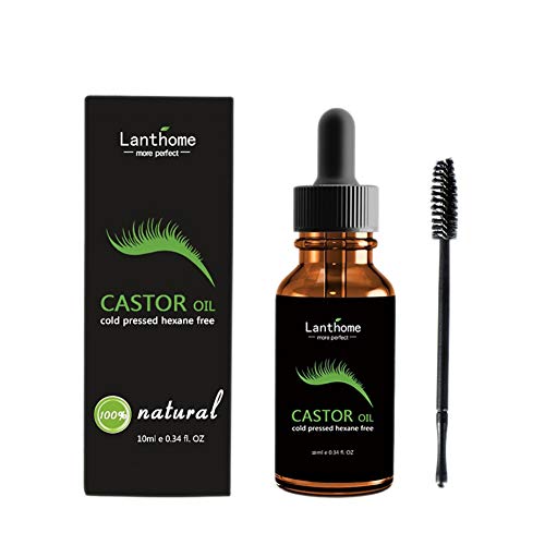 Aceite de Ricino Estimula el Crecimiento del Cabello las Pestañas y las cejas Refuerza las uñas, gran Remedio para la Piel de la Cara y del Cuerpo con kit de Aplicador de Tratamiento