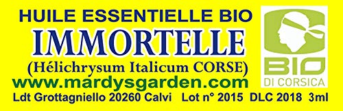Aceite Esencial BIO Immortelle (Helichrysum Italicum ssp Italicum) 3ml | Siempreviva Amarilla, Helicriso orgánico | Destilado en Córcega 100% puro 100% natural