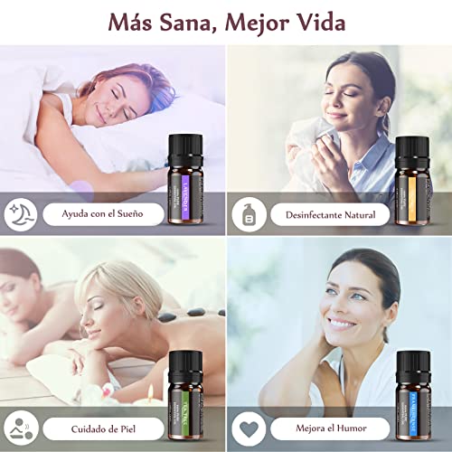 Aceite Esencial de Aromaterapia 12*5ml- Juego de Aceite 100% Puro, Lavanda, Naranja Dulce, Árbol de Té, Eucalipto, Hierba de Limón, Menta, Bergamota, Incienso, Limón, Romero, Canela y Ylang-Ylang