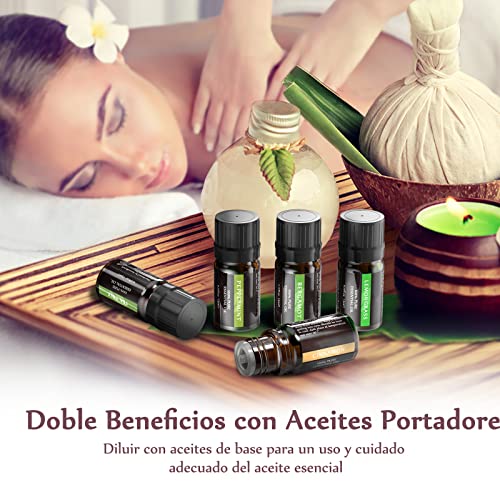 Aceite Esencial de Aromaterapia 12*5ml- Juego de Aceite 100% Puro, Lavanda, Naranja Dulce, Árbol de Té, Eucalipto, Hierba de Limón, Menta, Bergamota, Incienso, Limón, Romero, Canela y Ylang-Ylang