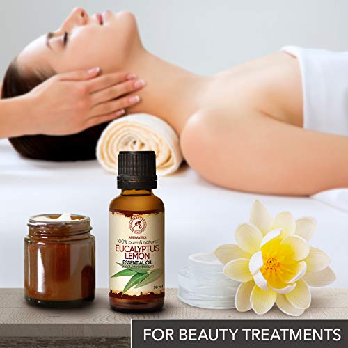 Aceite Esencial Eucalipto Limon 30ml - Eucalyptus Citriodora - Aceite para Aromaterapia - Difusor de Aroma - Lámpara de Aroma - Baño - Mejor para Belleza del Cabello y Cuerpo - 100% Puro y Natural