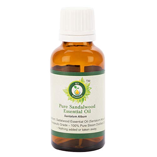 Aceite Esencial Sándalo | Santalum álbum | Aceite sándalo | Para difusor | For pelo | 100% natural puro | Vapor destiló | Grado Terapéutico | Sandalwood Essential Oil | 15ml | 0.507oz By R V Essential