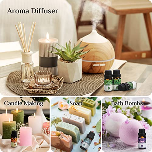 Aceites Esenciales para Humidificador 6Pcs-Aceites Esenciales Naturales para Difusor-Esencias Aromaticas-Limón, Arbol de Té, Menta, Lavanda, Naranja Dulce y Eucalipto,Regalos Originales para Mujer