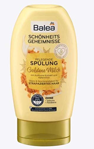 Acondicionador de pelo con leche dorada, proporciona brillo y suavidad del cabello dañado, con extracto de cúrcuma y leche de avena, sin siliconas ni parabenos, 200 ml