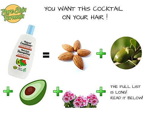 Acondicionador Natural Para El Cabello Seco Y Dañado. Con Extracto De Geranio, Aceite De Aguacate Y Aceite De Almendras. Para Hombre Y Mujer. Sin Sulfato, 200 ml.