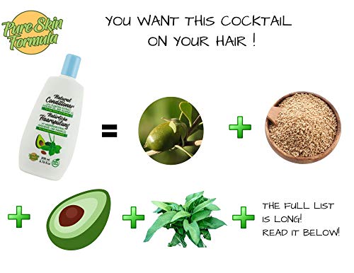 Acondicionador Natural Para El Cabello Seco Y Dañado. Con Extracto De Plátano, Aceite De Aguacate Y Aceite De Almendras. Para Hombre Y Mujer. Sin Sulfato, 200 ml.