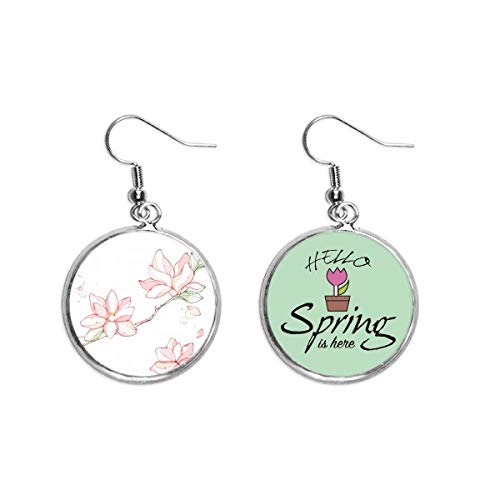 Acuarela Flor de melocotonero Colgante decorativo temporada pendientes de primavera joyas