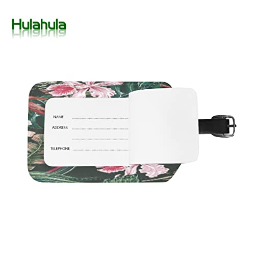 Acuarela Hojas Flor Tropical Viaje Etiqueta del Equipaje con la Tarjeta de la ID del Nombre Etiquetas de la Maleta para Niños Niñas(3PACK)