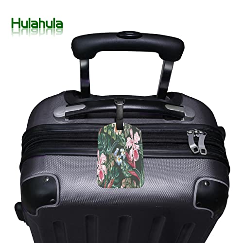 Acuarela Hojas Flor Tropical Viaje Etiqueta del Equipaje con la Tarjeta de la ID del Nombre Etiquetas de la Maleta para Niños Niñas(3PACK)