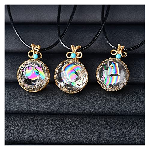 ADADAD 1 PC Cristal Natural Colgante Corre DE CUTOMA DE CUTOMA Aura Forma de Bola de Piedra Cuarzo de Cuarzo Joyería Mineral Piedra for Hombres Mujeres Joyería Regalo Accesorios Regalo