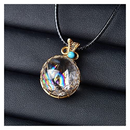 ADADAD 1 PC Cristal Natural Colgante Corre DE CUTOMA DE CUTOMA Aura Forma de Bola de Piedra Cuarzo de Cuarzo Joyería Mineral Piedra for Hombres Mujeres Joyería Regalo Accesorios Regalo
