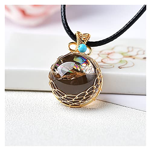 ADADAD 1 PC Cristal Natural Colgante Corre DE CUTOMA DE CUTOMA Aura Forma de Bola de Piedra Cuarzo de Cuarzo Joyería Mineral Piedra for Hombres Mujeres Joyería Regalo Accesorios Regalo