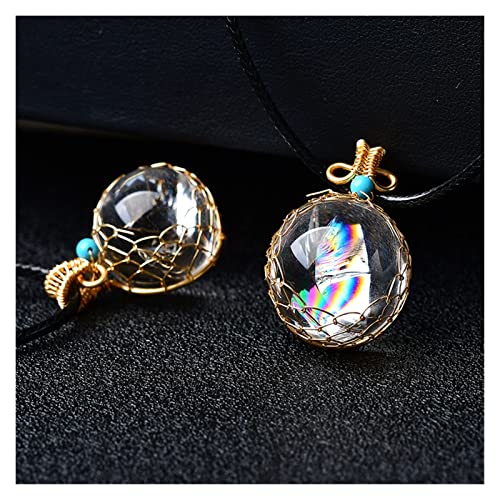 ADADAD 1 PC Cristal Natural Colgante Corre DE CUTOMA DE CUTOMA Aura Forma de Bola de Piedra Cuarzo de Cuarzo Joyería Mineral Piedra for Hombres Mujeres Joyería Regalo Accesorios Regalo