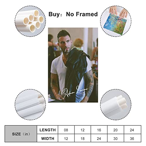 Adam Levine - Póster de lona para decoración de la habitación, para dormitorio, decoración de pared, regalos para hombres y mujeres, póster e impresiones de 50 x 75 cm