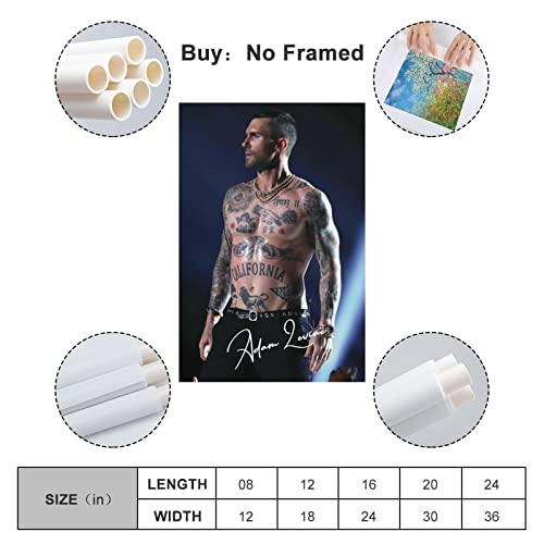 Adam Levine - Póster de lona para decoración de la habitación, para dormitorio, decoración de pared, regalos para hombres y mujeres, póster e impresiones de 50 x 75 cm