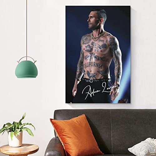 Adam Levine - Póster de lona para decoración de la habitación, para dormitorio, decoración de pared, regalos para hombres y mujeres, póster e impresiones de 50 x 75 cm