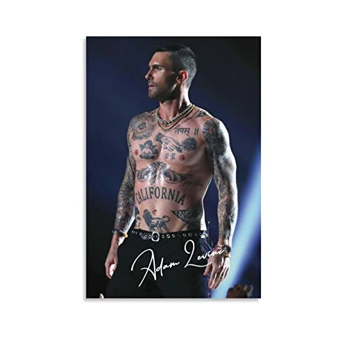 Adam Levine - Póster de lona para decoración de la habitación, para dormitorio, decoración de pared, regalos para hombres y mujeres, póster e impresiones de 50 x 75 cm