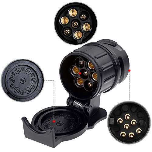 Adaptador remolque de 13 a 7 pines, adaptador de remolque para camión de caravana, 12 V resistente al agua, adaptador de enchufe convertidor de enchufe eléctrico