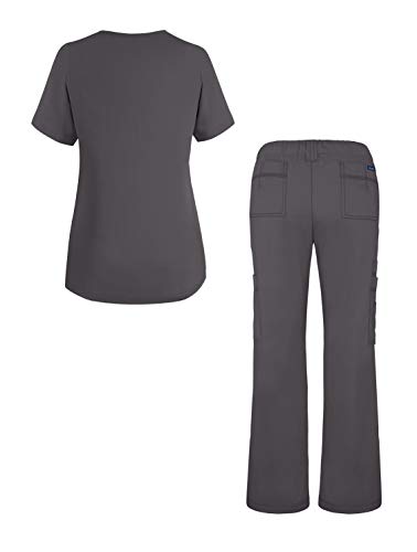Adar Uniforme médico de Mujer Casaca Cruzada Pantalones de Bolsillos múltiples - 3500 - Pewter - L