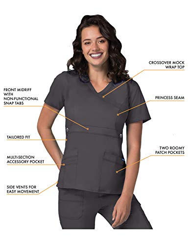 Adar Uniforme médico de Mujer Casaca Cruzada Pantalones de Bolsillos múltiples - 3500 - Pewter - L