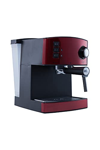 Adler AD 4404r Cafetera Expreso Automática, 15 Bares, Vaporizador para Leche, 1,6 litros, 850W, 1 Liter, 0 Decibeles, Acero Inoxidable, Rojo