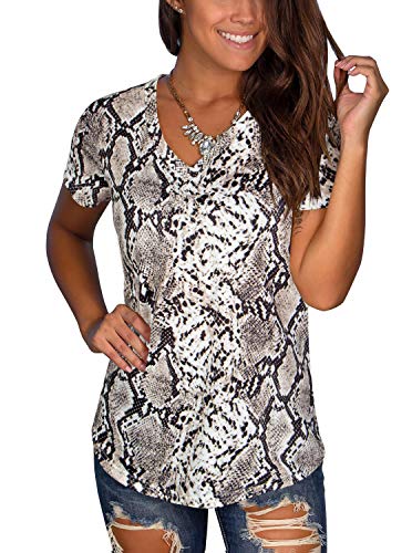 Adreamly Camiseta básica de verano con cuello en V y manga corta para mujer -  Multi color -  Large