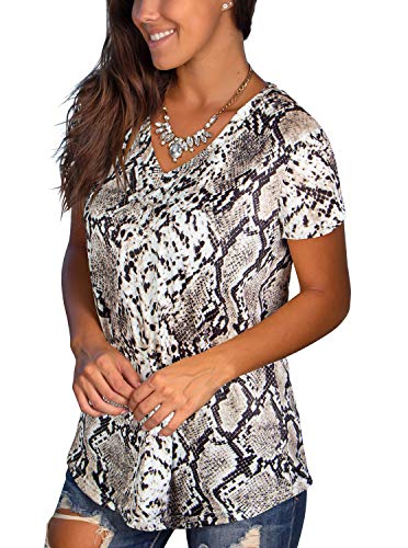 Adreamly Camiseta básica de verano con cuello en V y manga corta para mujer -  Multi color -  Large