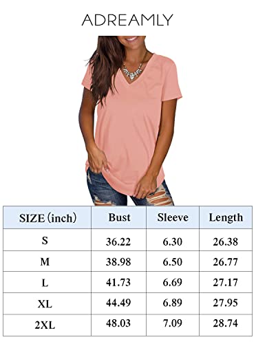 Adreamly Camiseta básica de verano con cuello en V y manga corta para mujer -  Multi color -  Large
