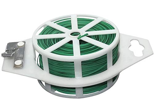 AERZETIX - Alambre metálico de jardín 100m - Rollo/Carrete de Alambre de Hierro con Protector de plástico - cordón con Cortador - Enlace de fijación Reforzado - Brida para Cables - C47763