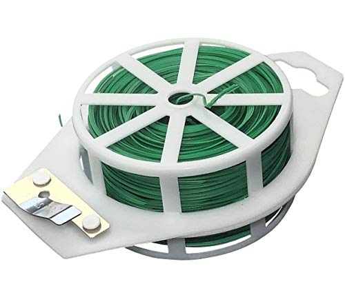 AERZETIX - Alambre metálico de jardín 100m - Rollo/Carrete de Alambre de Hierro con Protector de plástico - cordón con Cortador - Enlace de fijación Reforzado - Brida para Cables - C47763