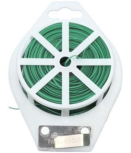 AERZETIX - Alambre metálico de jardín 100m - Rollo/Carrete de Alambre de Hierro con Protector de plástico - cordón con Cortador - Enlace de fijación Reforzado - Brida para Cables - C47763