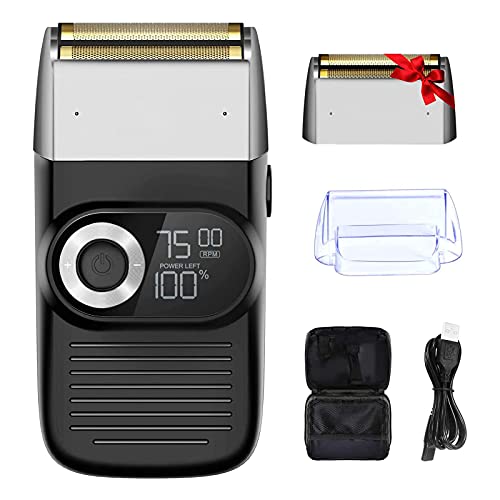 Afeitadora Eléctrica Hombre, Maquinilla de Afeitar Electrica Hombre Ajustable de Tres Velocidades 2 en 1, Maquinillas de Afeitar Electricas de Lavable y Reemplazable con Pantalla LCD