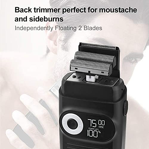 Afeitadora Eléctrica Hombre, Maquinilla de Afeitar Electrica Hombre Ajustable de Tres Velocidades 2 en 1, Maquinillas de Afeitar Electricas de Lavable y Reemplazable con Pantalla LCD