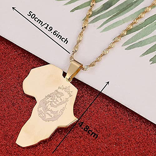 Africa Lion Heart Map Necklace