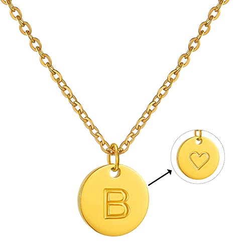 AFSTALR Colgantes Iniciales Mujer Oro Collar Letras B con Corazón Redondo Personalizado Letras Joyería Regalo de Cumpleaños