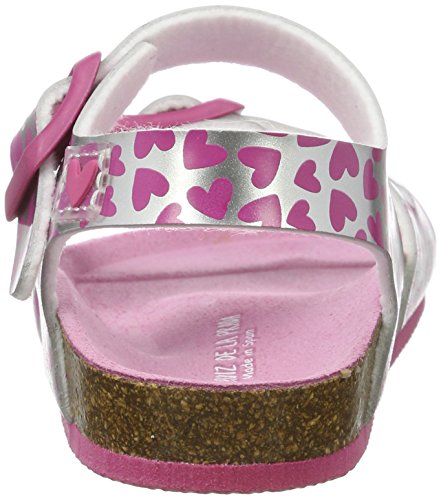 Agatha Ruiz De La Prada 172982, Sandalias con Correa de Tobillo Niños, Plata Y Estampado Corazones, 33 EU