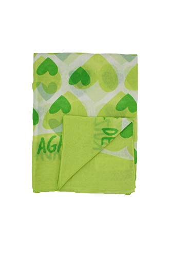 Agatha Ruiz de la Prada Pañuelos Fular Foulard Mujer Bufandas Estampado Diseño de corazones 180 x 90cm (Blanco con verde)