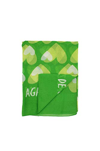 Agatha Ruiz de la Prada Pañuelos Fular Foulard Mujer Bufandas Estampado Diseño de corazones 180 x 90cm (Verde con verde)