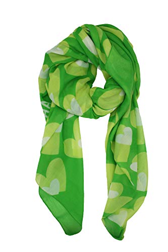 Agatha Ruiz de la Prada Pañuelos Fular Foulard Mujer Bufandas Estampado Diseño de corazones 180 x 90cm (Verde con verde)