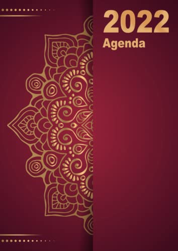 Agenda 2022: Agenda 2022 dia por pagina , anual Grande ,12 meses ,con hora 21 horas | español | Calendario Organizador IAgenda de citas 2022-cubierta roja