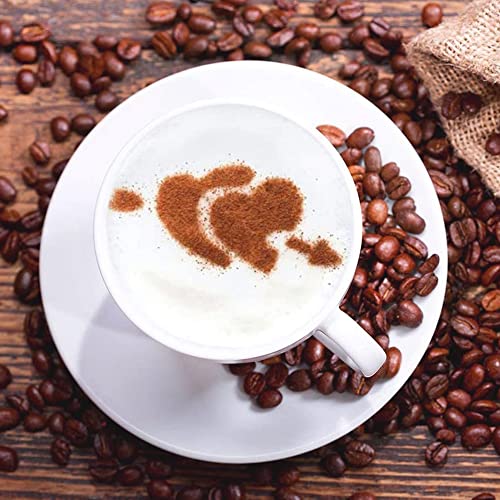 Agitadores de Polvo Coctelera de 304 Acero Inoxidable con 16 Piezas Diferentes Patrones de impresión Stencils para Decorar Cappuccino Cake Herramienta Café para en el Hogar o en el Restaurante