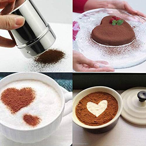 Agitadores de Polvo Coctelera de 304 Acero Inoxidable con 16 Piezas Diferentes Patrones de impresión Stencils para Decorar Cappuccino Cake Herramienta Café para en el Hogar o en el Restaurante