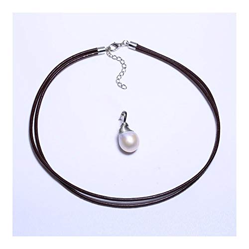 AGNN Forma de la Calabaza de 15 mm Perla Colgante de Lazo Doble cordón de Cuero Negro for Enviar a mi Madre (Color : White, Size : 45cm)