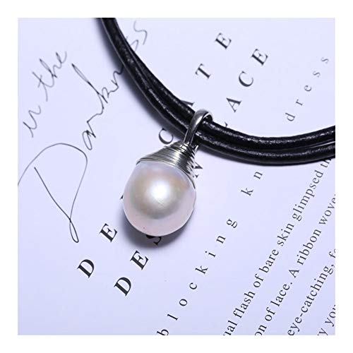 AGNN Forma de la Calabaza de 15 mm Perla Colgante de Lazo Doble cordón de Cuero Negro for Enviar a mi Madre (Color : White, Size : 45cm)