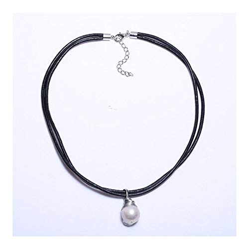 AGNN Forma de la Calabaza de 15 mm Perla Colgante de Lazo Doble cordón de Cuero Negro for Enviar a mi Madre (Color : White, Size : 45cm)