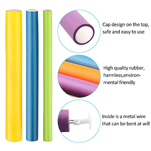 AIDUCHO Twist-Flex Rods, 42 Piezas Flexibles Rulos para el Pelo, Bendy Rodillos para el Cabello para Pelo Largo, Mediano y Corto