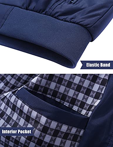 AIEOE - Cazadora para Hombre Jacket Manga Larga Bombardero Chaqueta Casual Acolchada para Otoño Primavera - Azul - Talla ES L
