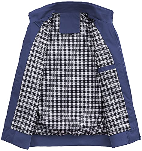 AIEOE - Cazadora para Hombre Jacket Manga Larga Bombardero Chaqueta Casual Acolchada para Otoño Primavera - Azul - Talla ES L