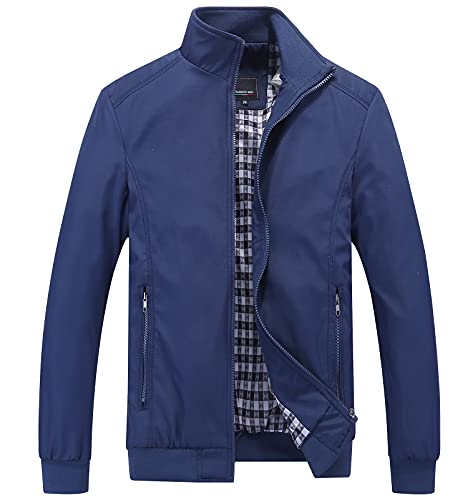 AIEOE - Cazadora para Hombre Jacket Manga Larga Bombardero Chaqueta Casual Acolchada para Otoño Primavera - Azul - Talla ES L