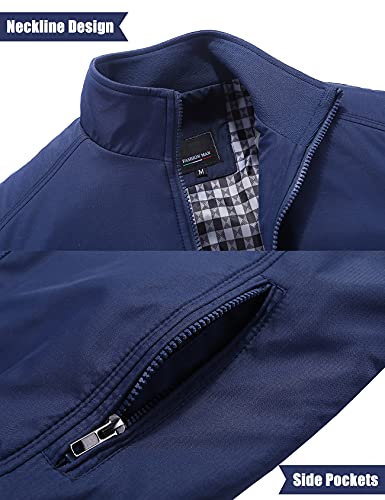 AIEOE - Cazadora para Hombre Jacket Manga Larga Bombardero Chaqueta Casual Acolchada para Otoño Primavera - Azul - Talla ES L